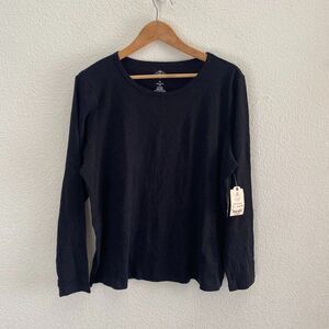 St. John's Bay Essential Tee Black Long Sleeve Shirt Crew Neck XL NWT